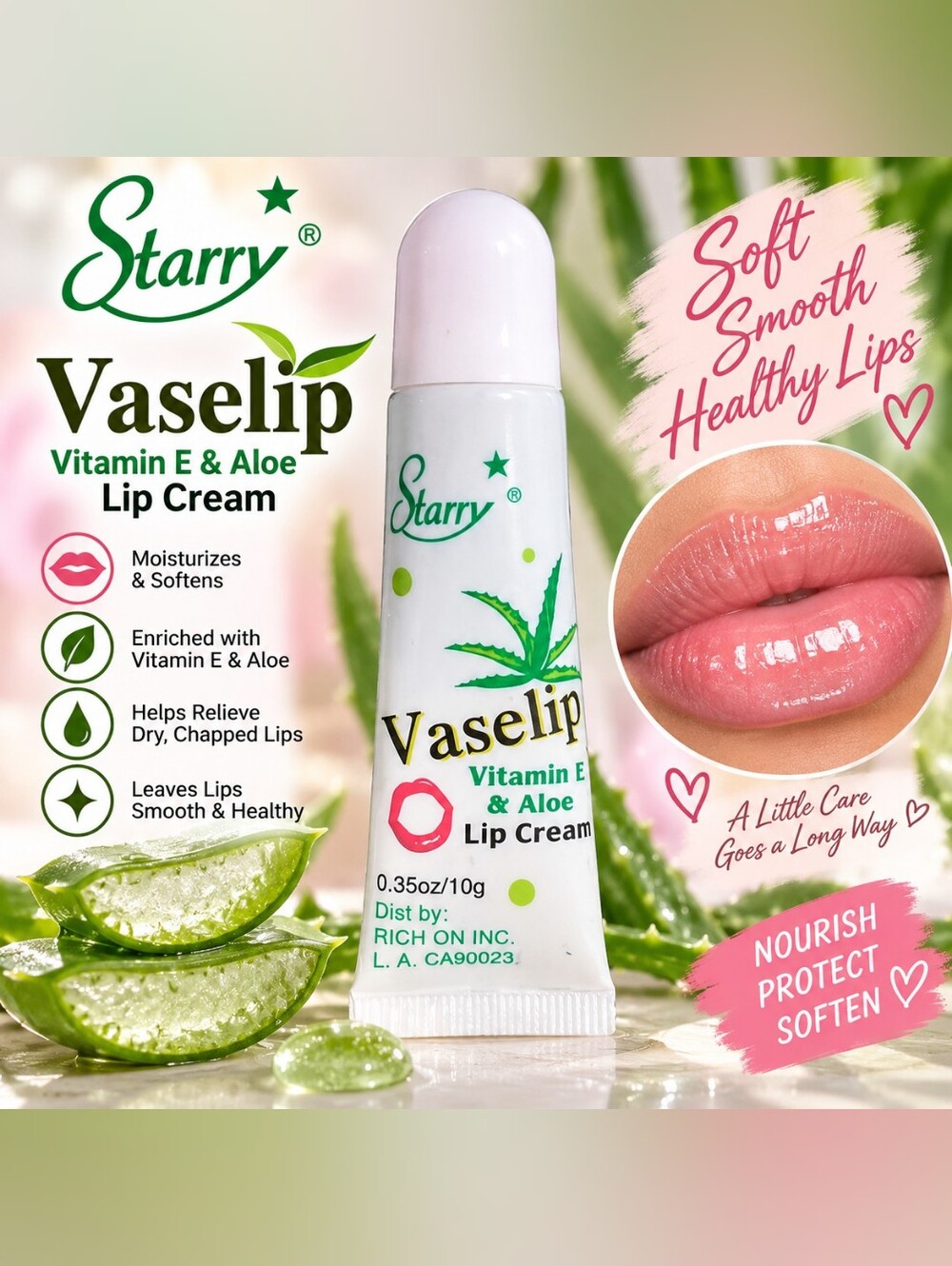 Starry Vaselip Vitamin E & Aloe Lip Cream - Clear